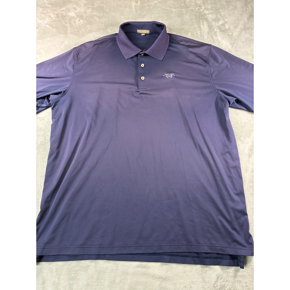 Peter Millar Summer Comfort Polo Shirt XXL Navy Blue Creek Club Reynolds Lake GA